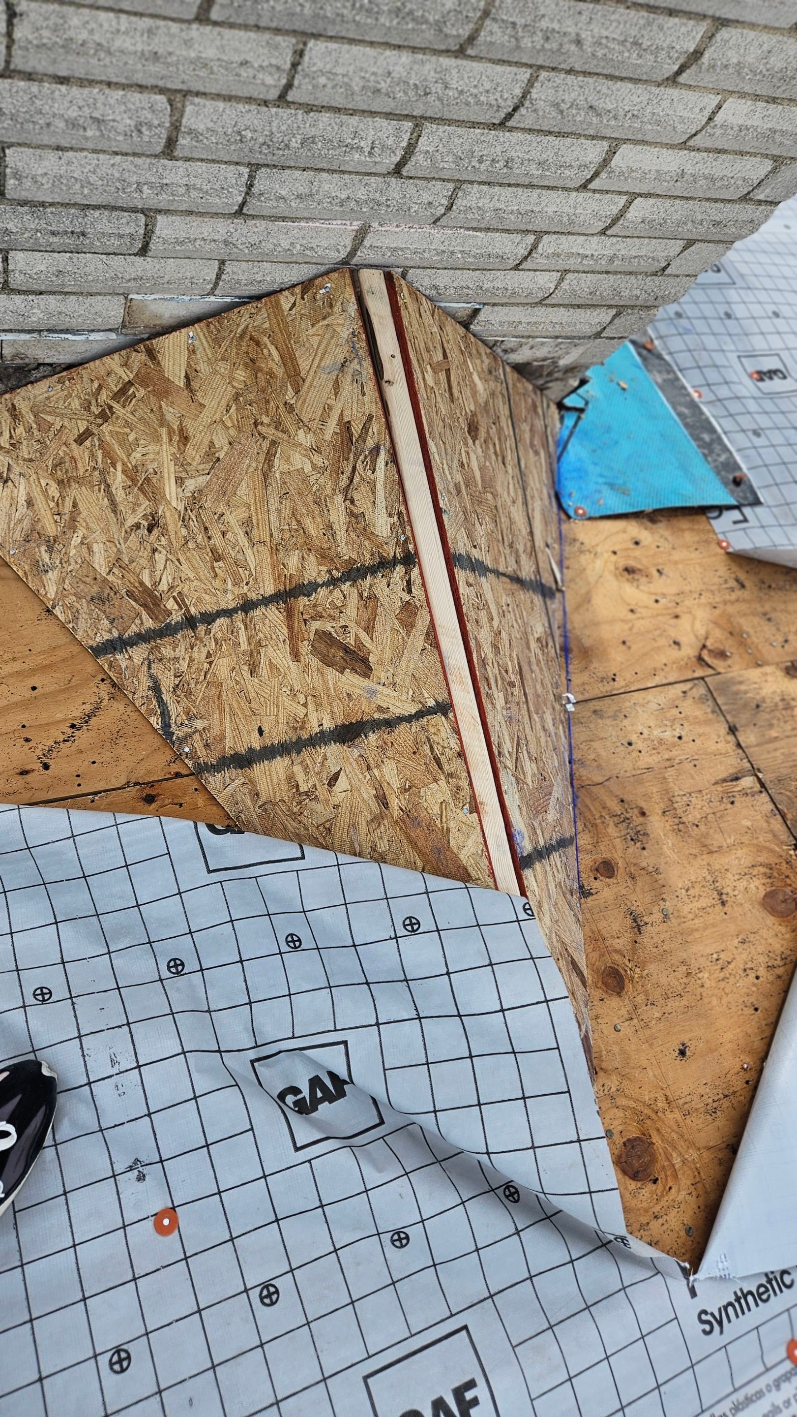 Decking repair around a roof penetration, Big Texas Roofing and Solar