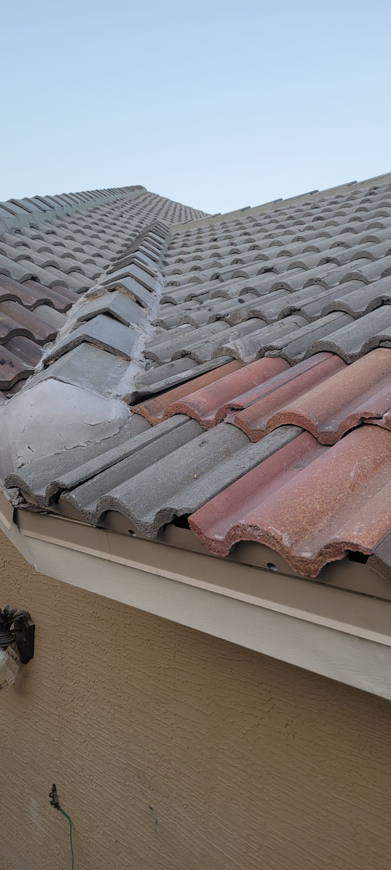 Tile roof edge after repair work, Big Texas Roofing and Solar