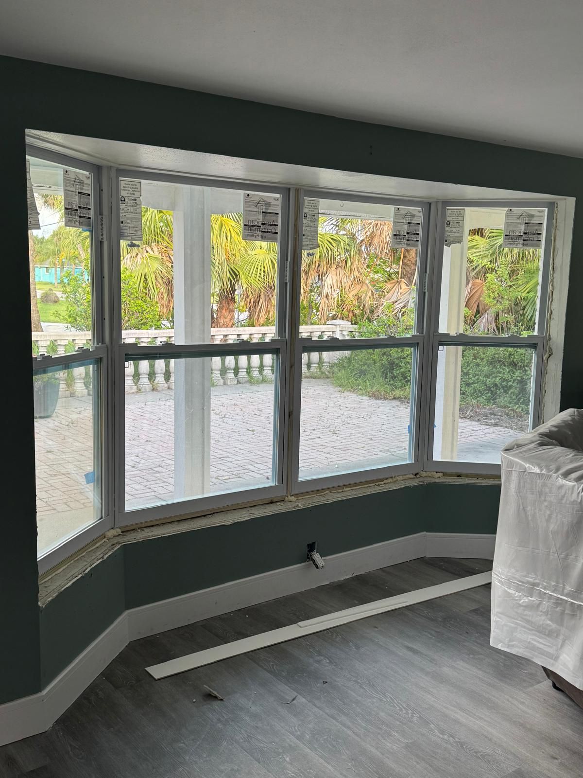 Interior window area prepared for restoration work