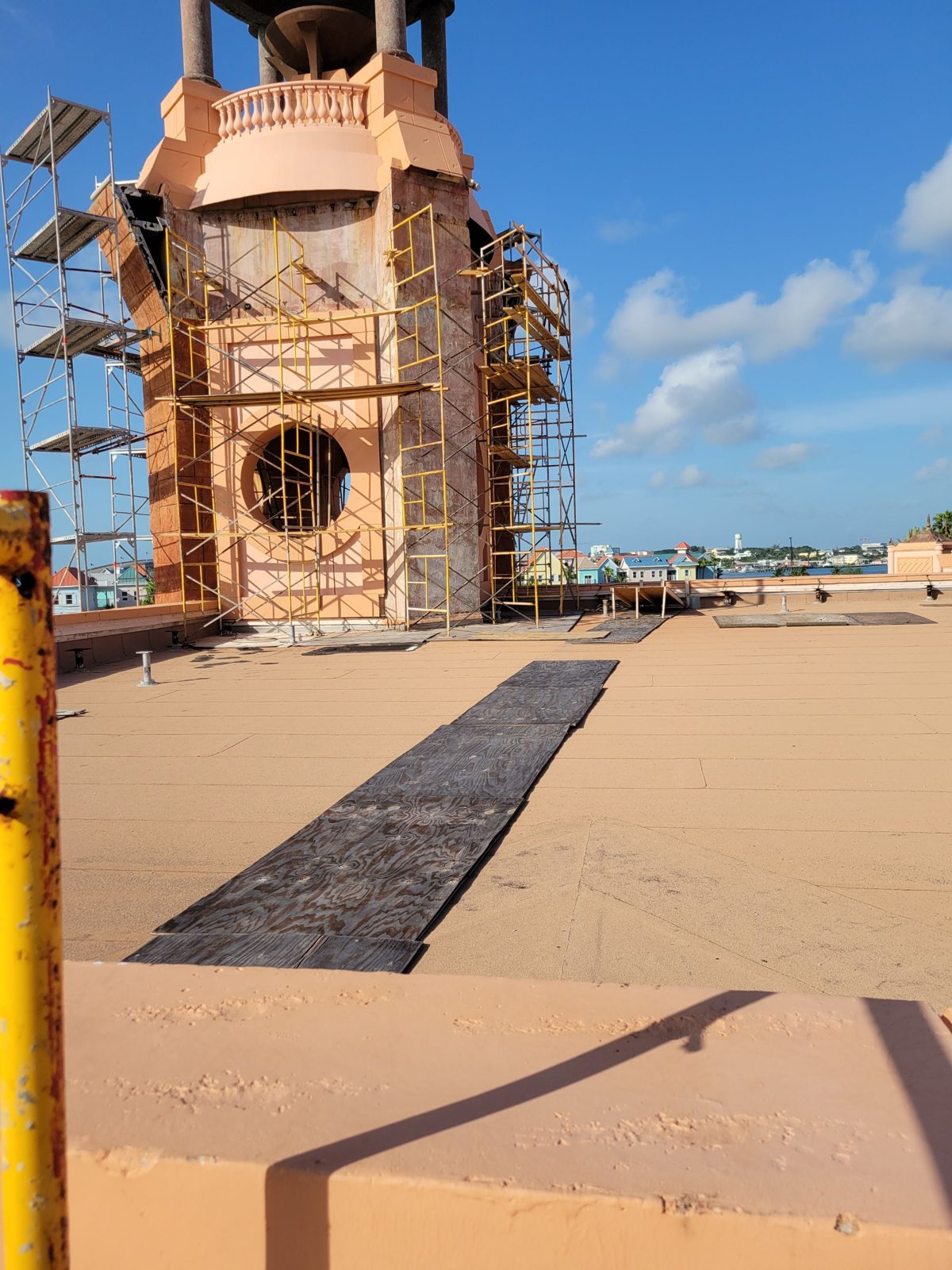 Tower repair area with protective walk pad, Atlantis Bahamas