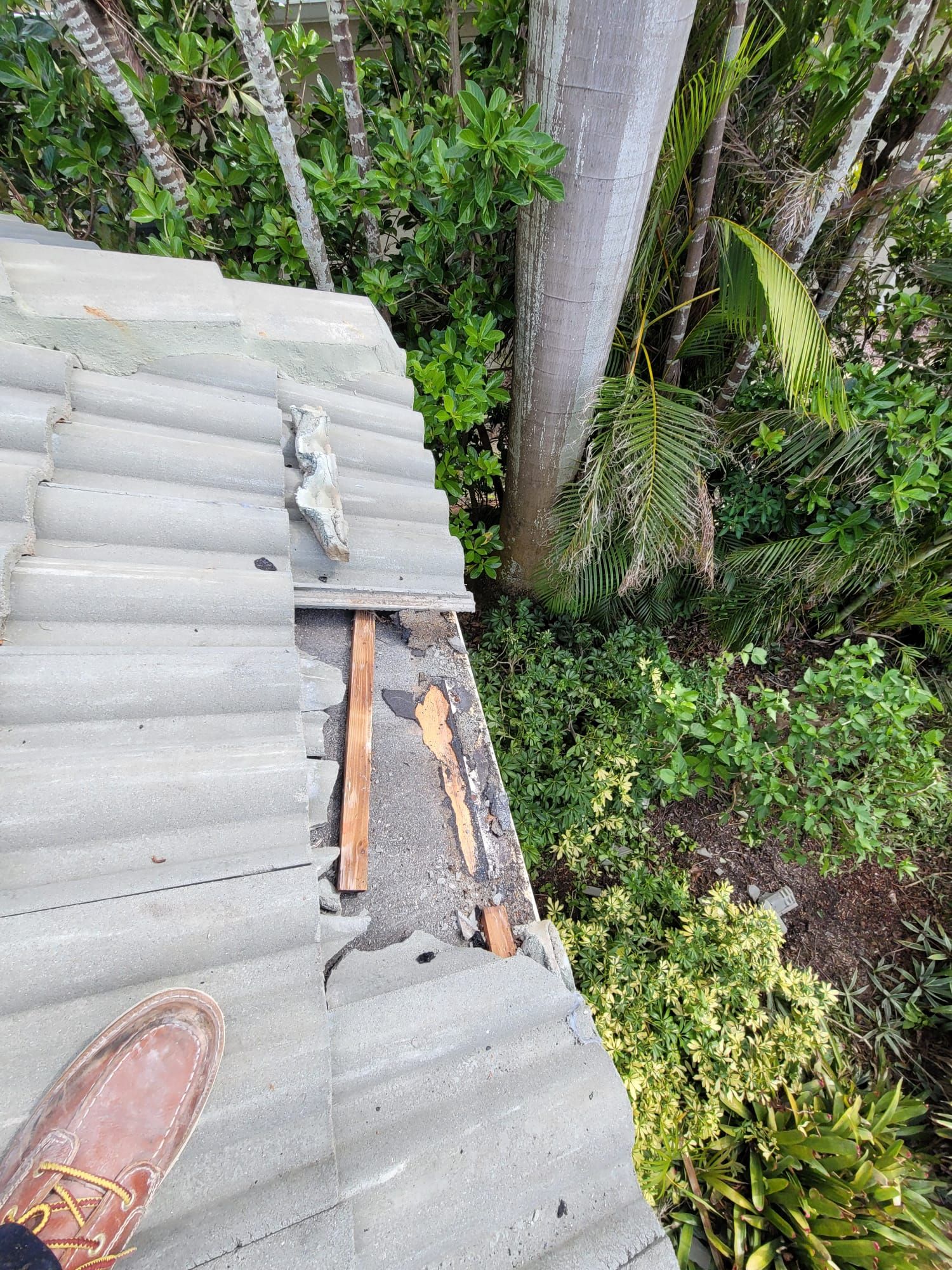 Roof edge repair beside existing concrete tiles, Big Texas Roofing and Solar