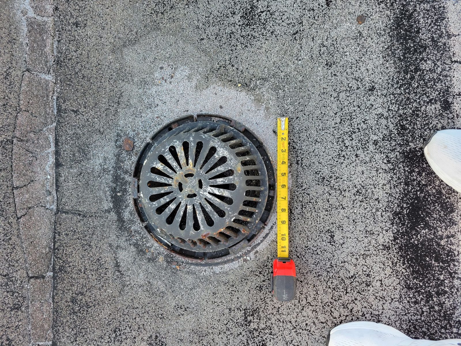 Roof drain measured during forensic analysis, Atlantis Bahamas