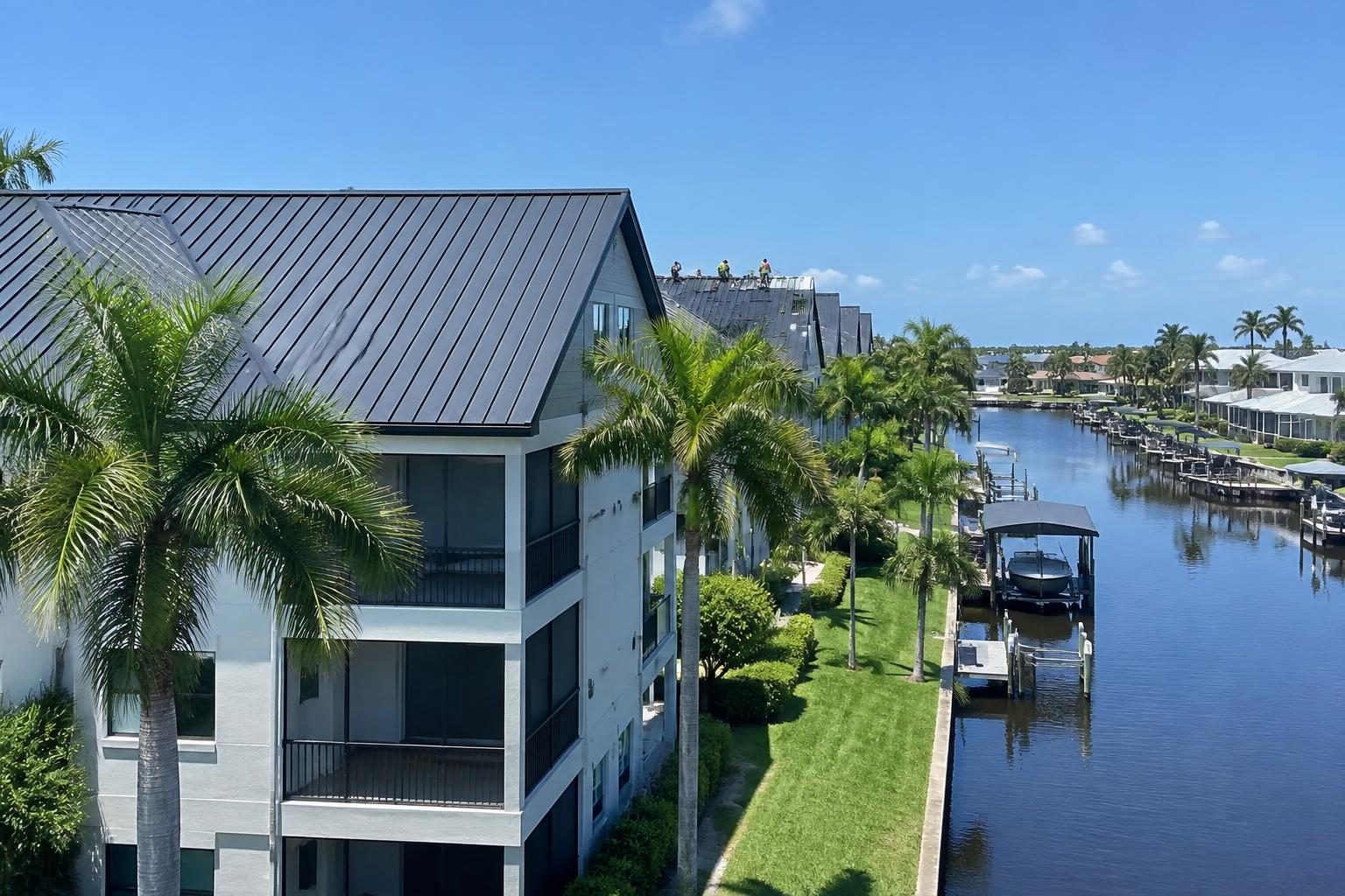 Multifamily standing seam metal roofing in Cape Coral, Florida