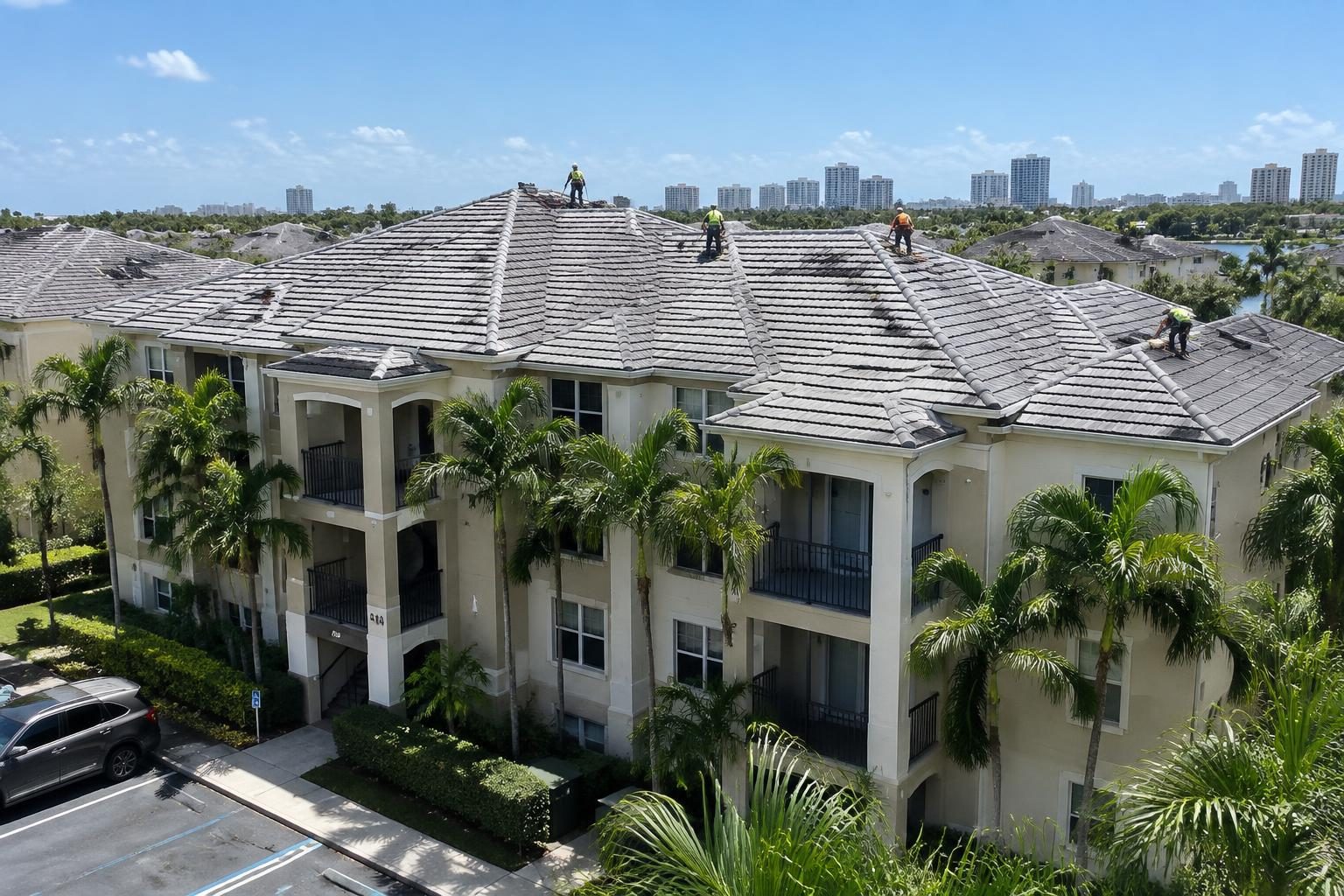 Multifamily concrete tile roofing in Fort Lauderdale, Florida