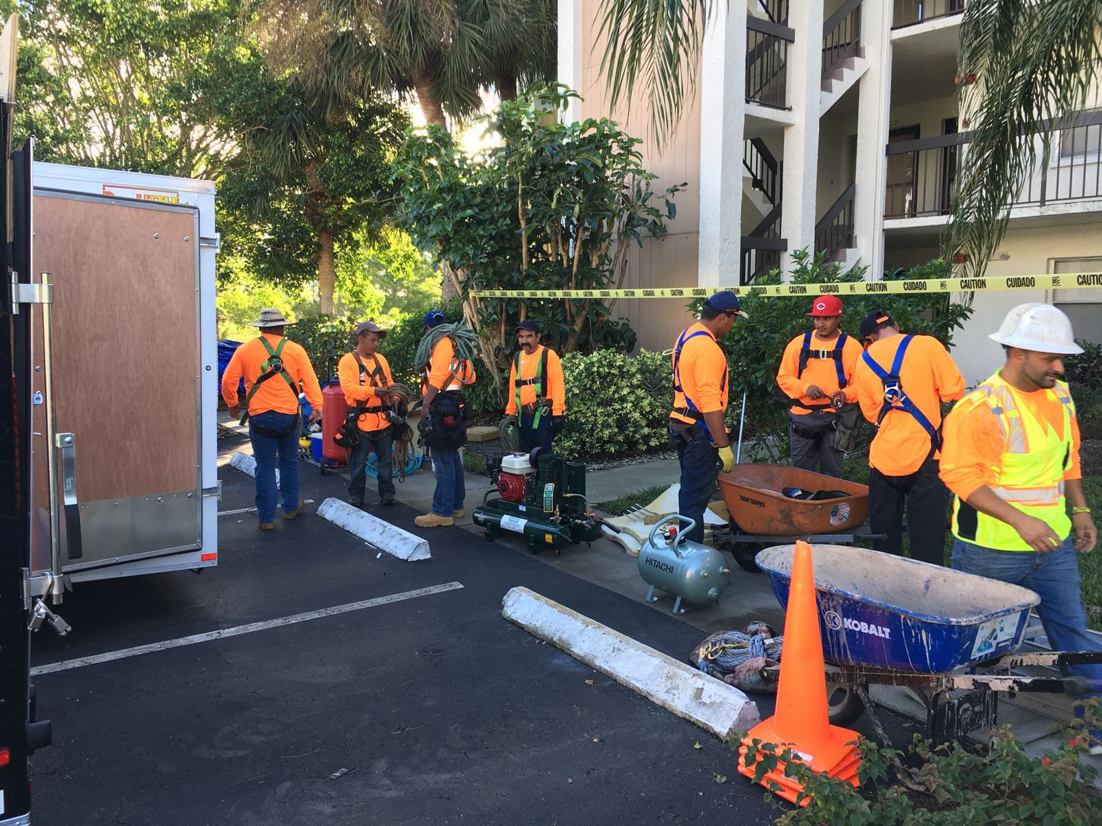 Big Texas Roofing crew coordinating work on a project