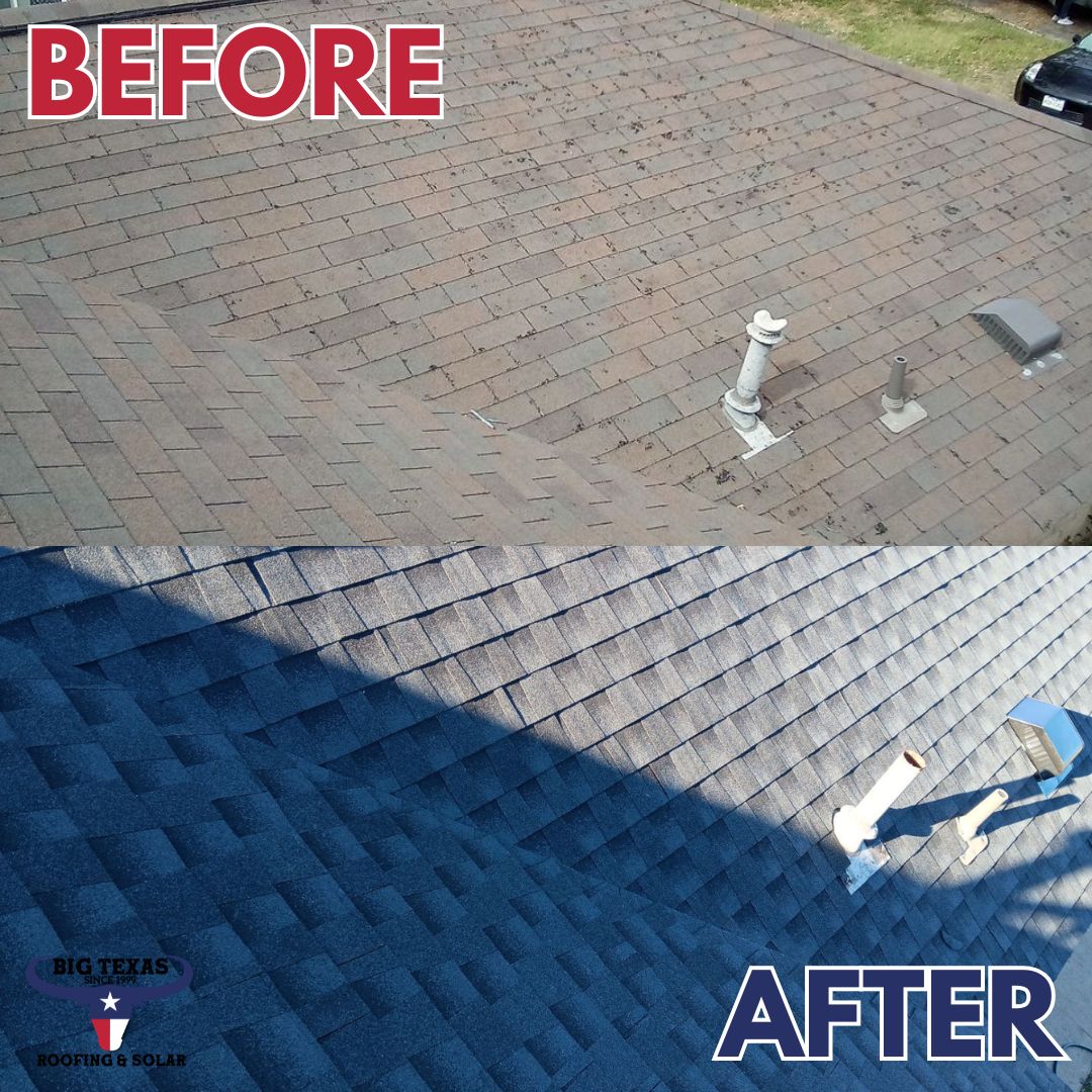 Big Texas Roofing before & after photo