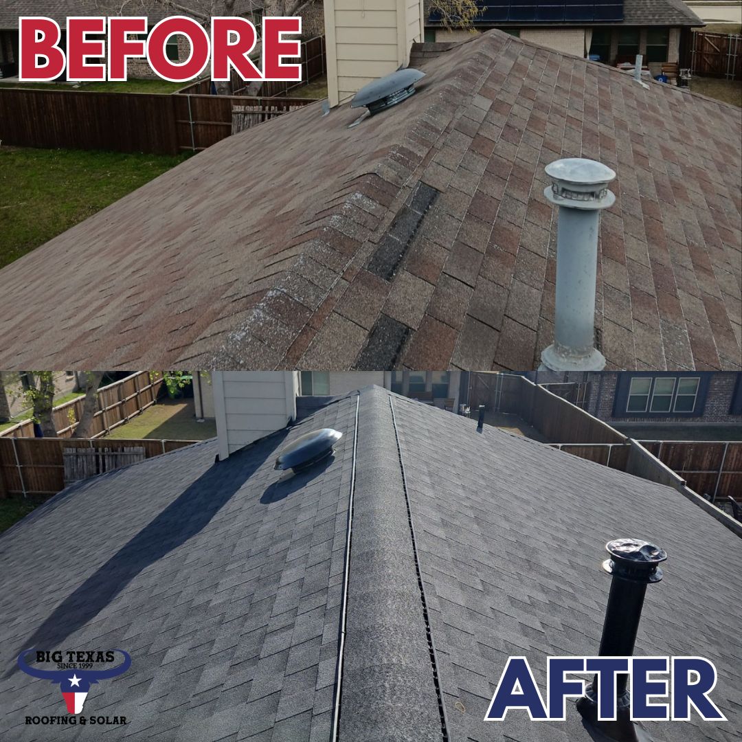 Big Texas Roofing before & after photo