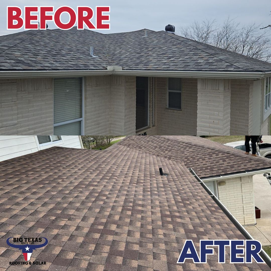 Big Texas Roofing before & after photo