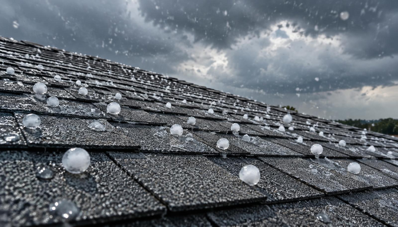 Hail striking an architectural shingle roof